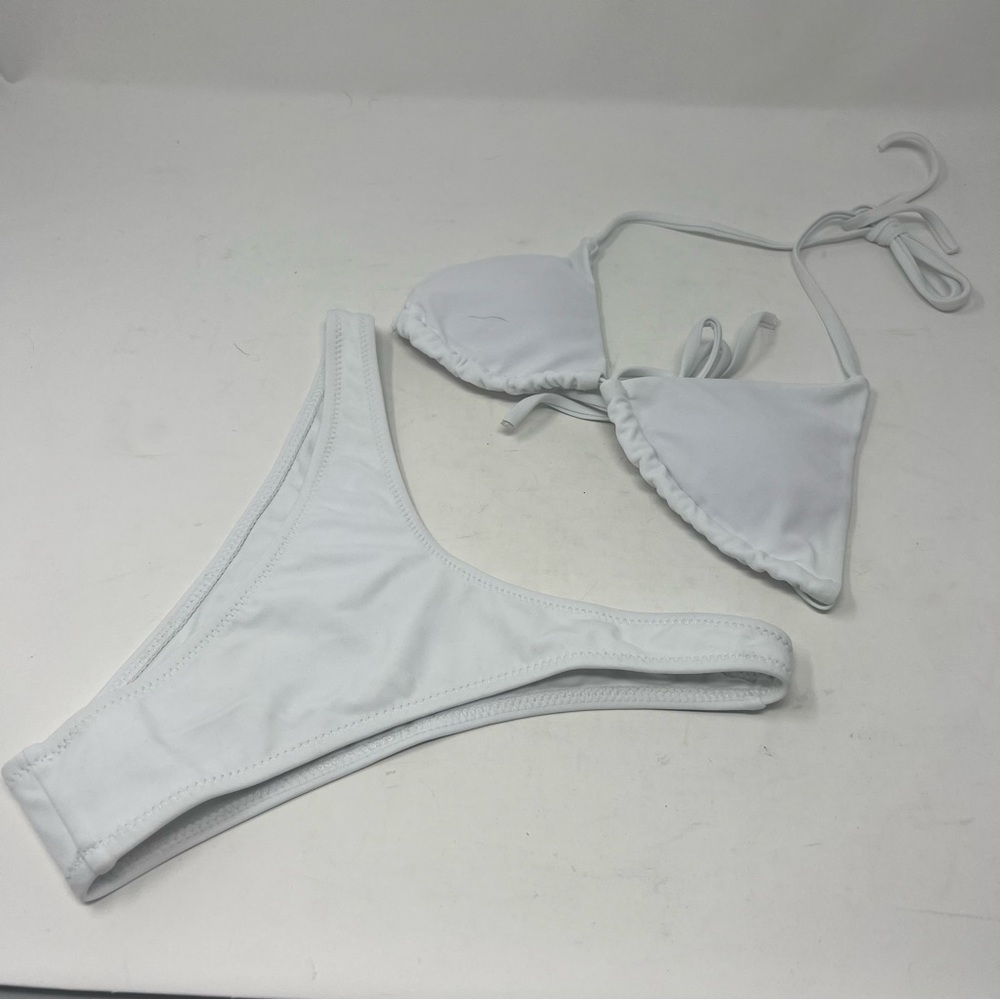 NWOT Matte Collection White String Bikini 2 Piece Set Size Small